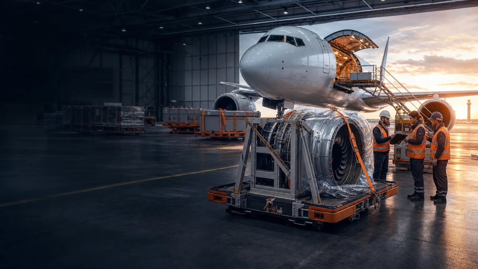 Aerospace components prepared for coordinated air cargo movement by Viraya